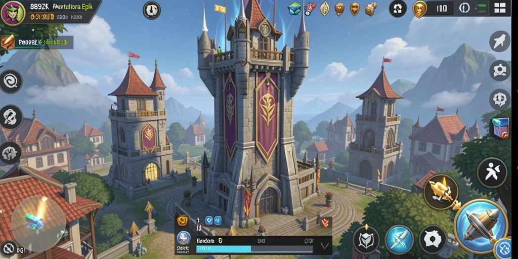 Tampilan menara dan musuh dalam game Tower Defense yang seru.