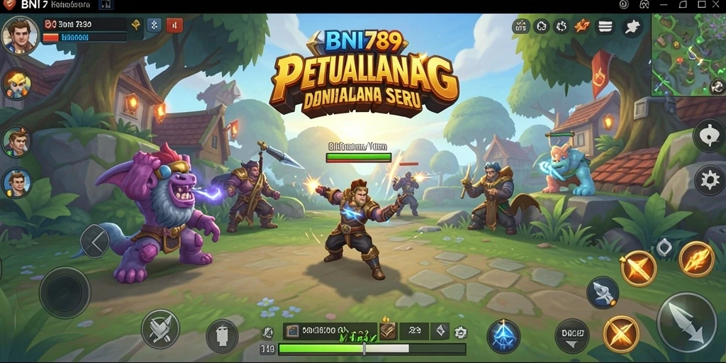 Screenshot menampilkan karakter sedang bertarung melawan monster dalam game RPG.