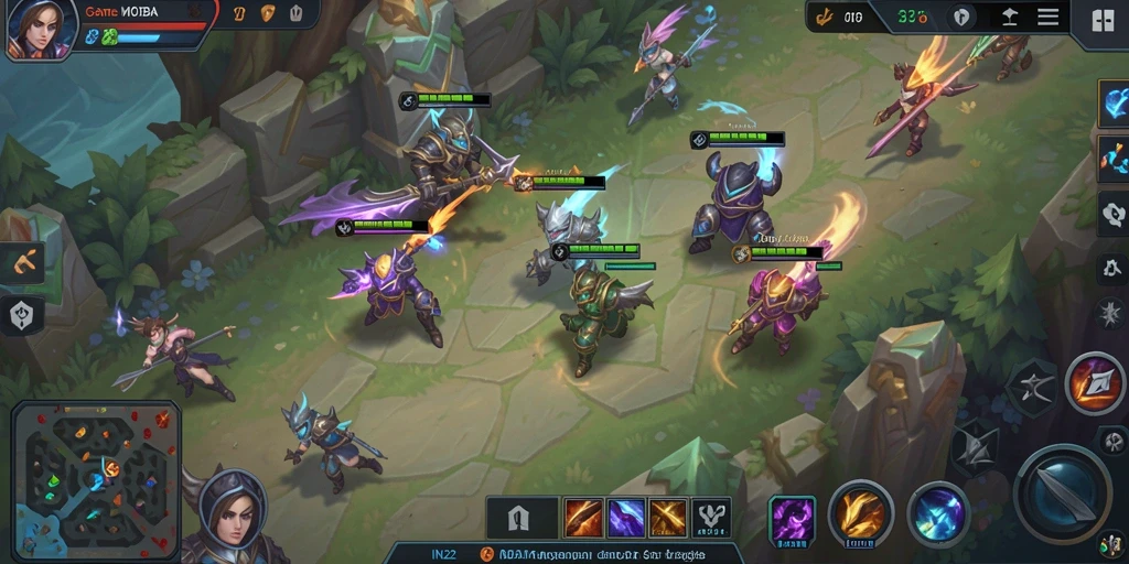 Screenshot IN22 menampilkan pertempuran seru dalam gameplay MOBA.