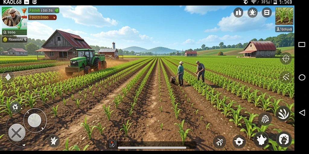 Tampilan menarik dari gameplay KAOL68 yang menampilkan ladang yang subur.