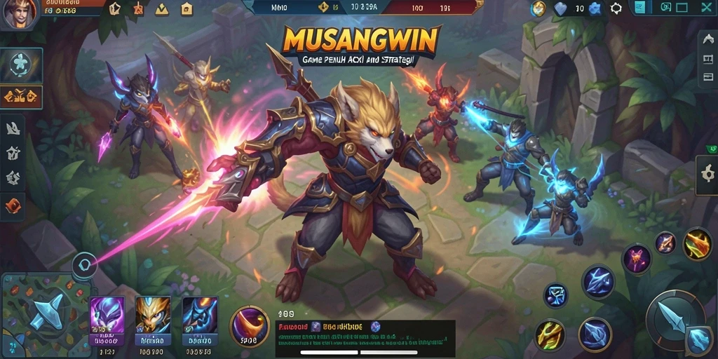 Tampilan gameplay seru di MUSANGWIN dengan aksi MOBA yang mendebarkan.