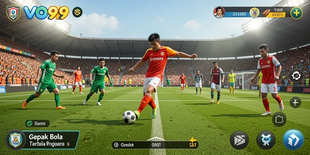 Tampilan gameplay OVO99 yang memukau saat pertandingan sepak bola.