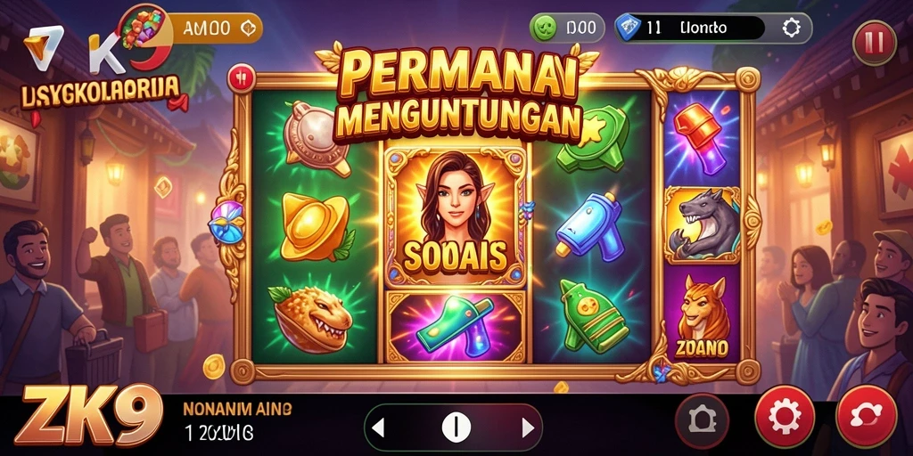Tangkapan layar gameplay menarik dari ZK9 yang menunjukkan putaran Slot.
